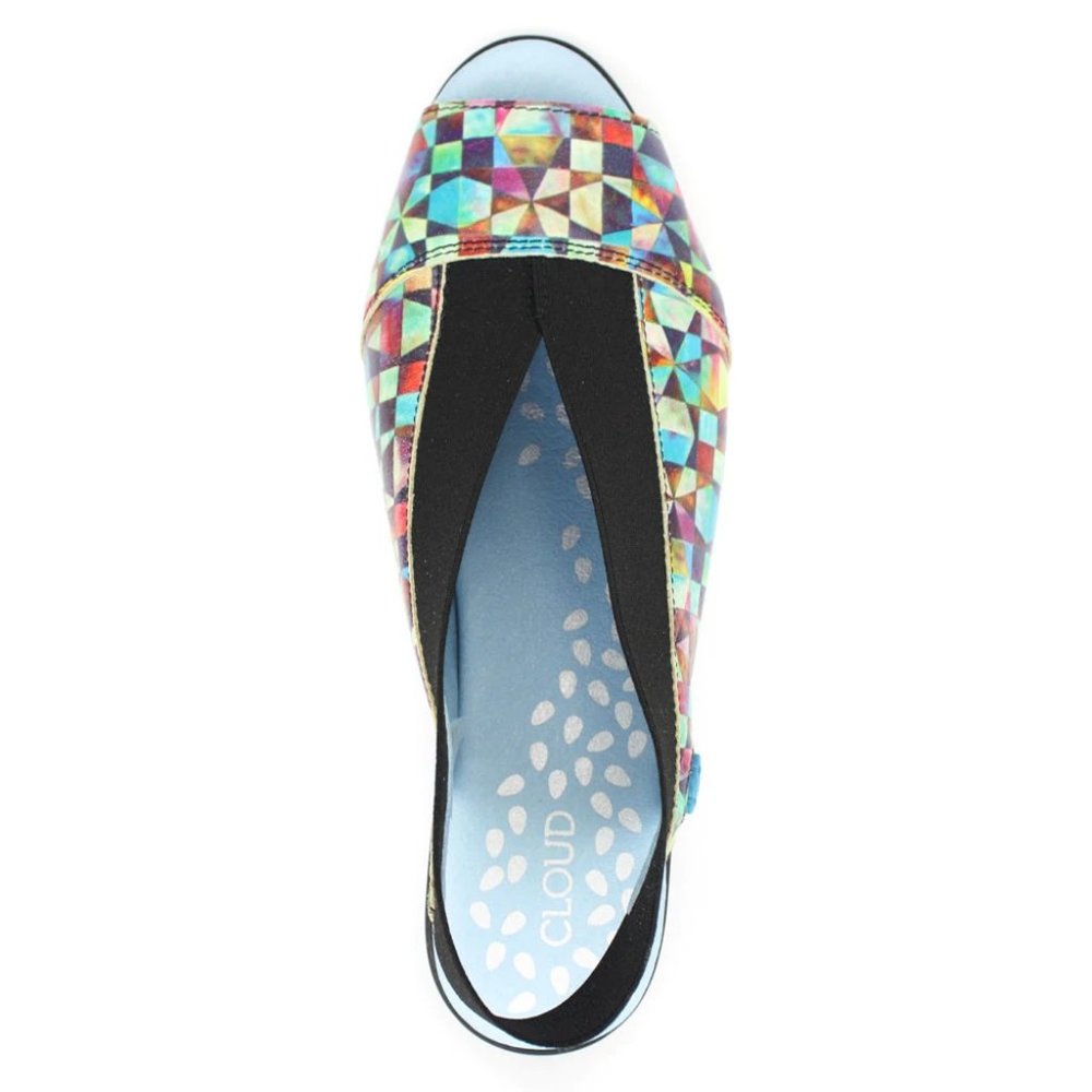 Sold!!!!!!!!!!NWOB CALIBER MYSTERE Cloud brand psychedelic print leather sandals - Picture 2 of 4